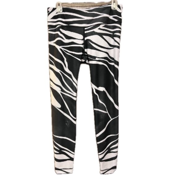 Wear It To Heart ankle length black and white zebra print leggings large - Picture 1 of 6